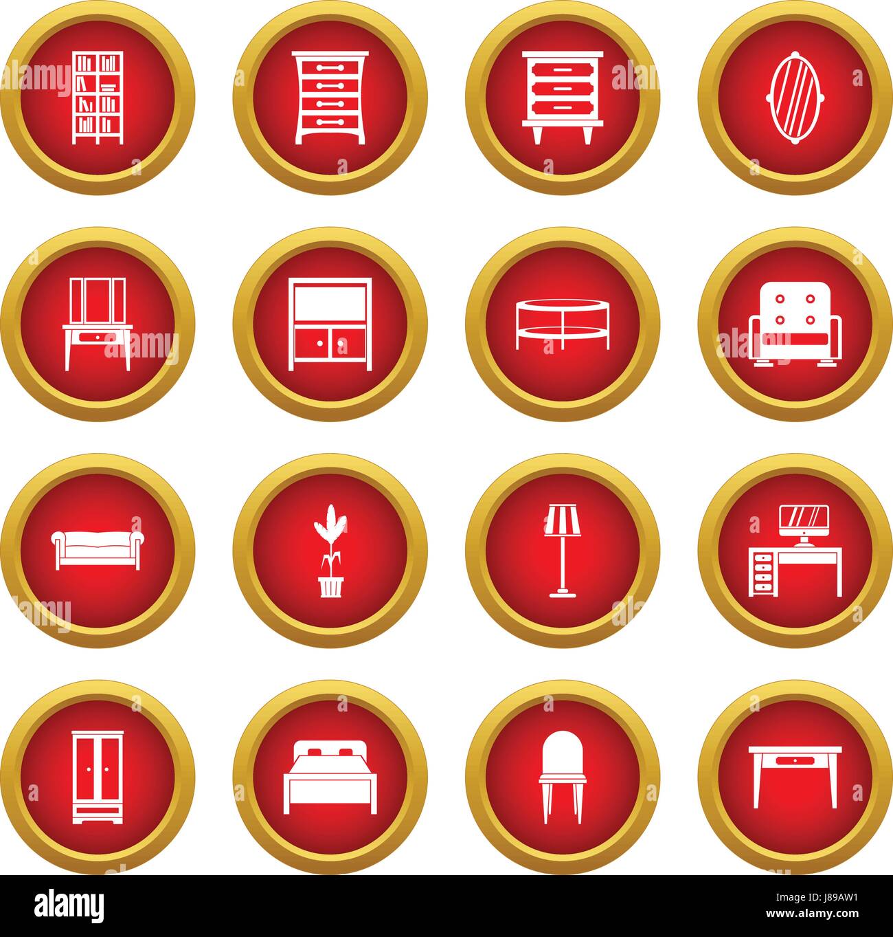 Icono de muebles círculo rojo Imagen Vector de stock - Alamy