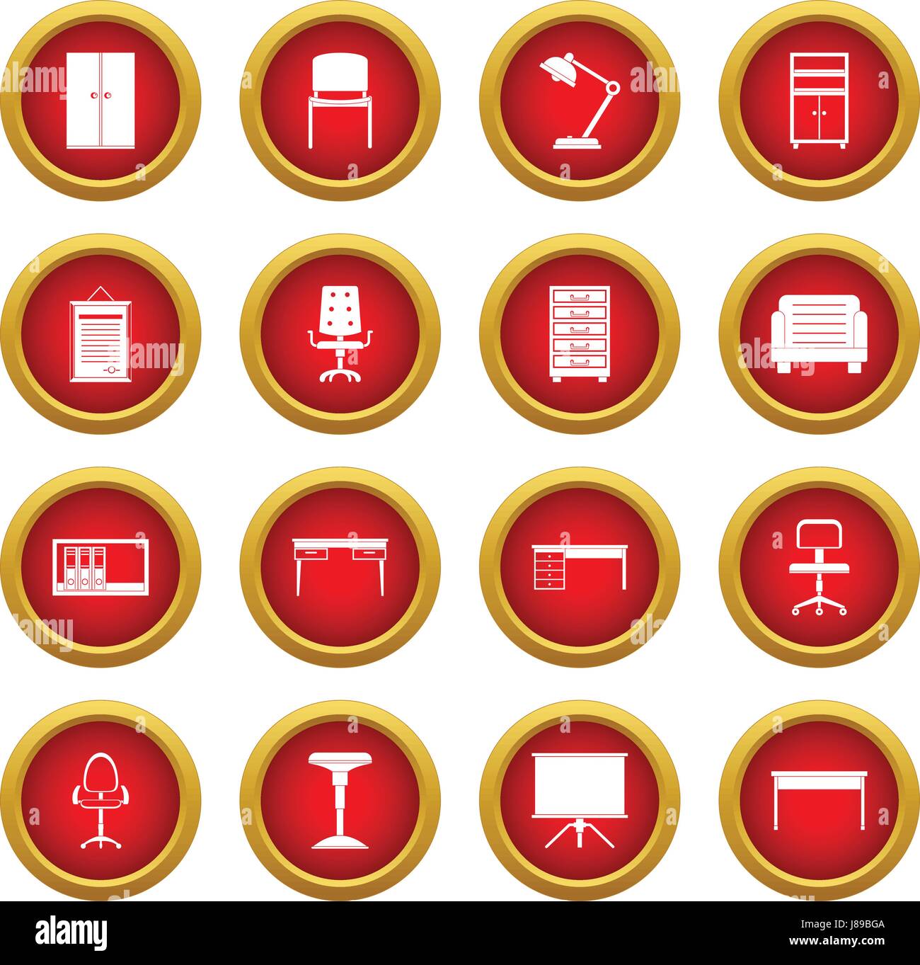 Muebles de oficina icono círculo rojo Imagen Vector de stock - Alamy