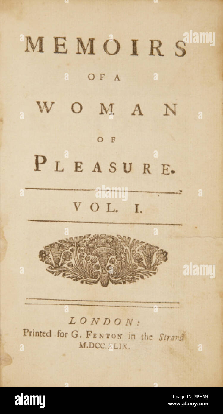 Memorias de una mujer de placer Fanny Hill 1749 Edition Página de título  Fotografía de stock - Alamy