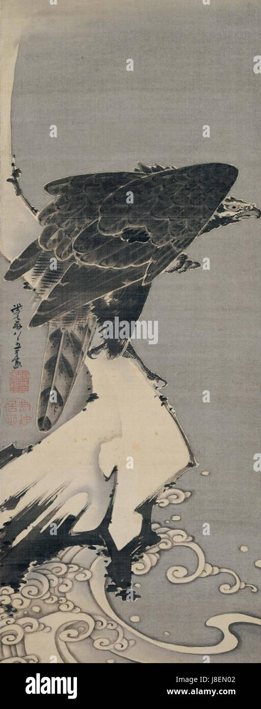 Ito Jakuchu 'eagle' de 1800, desplazarse; LACMA colgantes Foto de stock