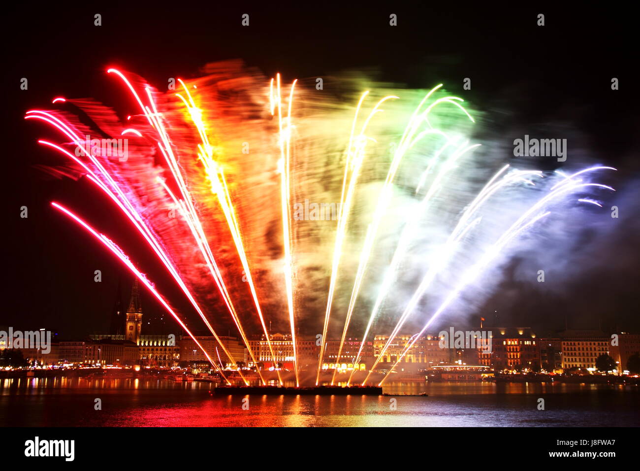 Hamburgo, día de Año Nuevo, Silvester, año nuevo, fuegos artificiales, fuegos artificiales, zapatos, Foto de stock
