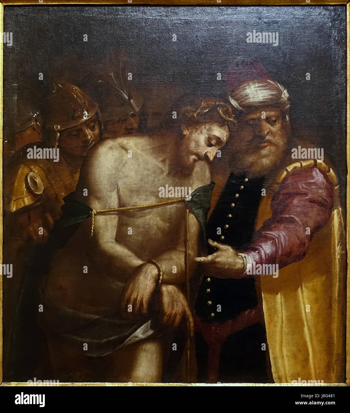 Ecce Homo de Luca Cambiaso, Génova, comienzos1570s, óleo sobre lienzo Blanton Museum of Art de Austin, Texas DSC07741 Foto de stock