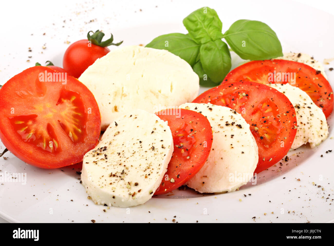 Alimentos, alimentos, disco, tomates, tomate, albahaca, tomate, restaurante italiano, Foto de stock