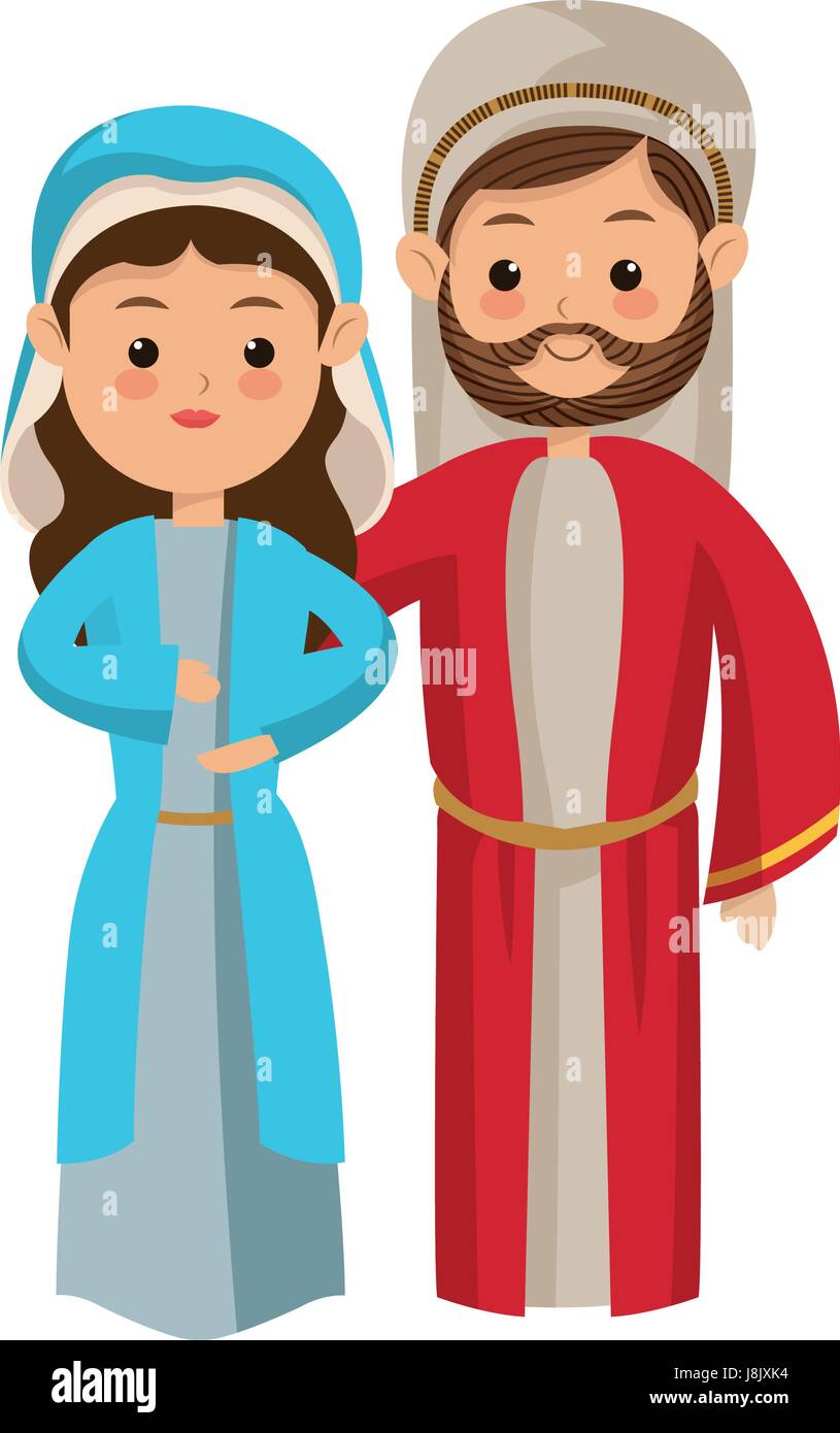 Caricatura pareja Virgen María y José Imagen Vector de stock Alamy