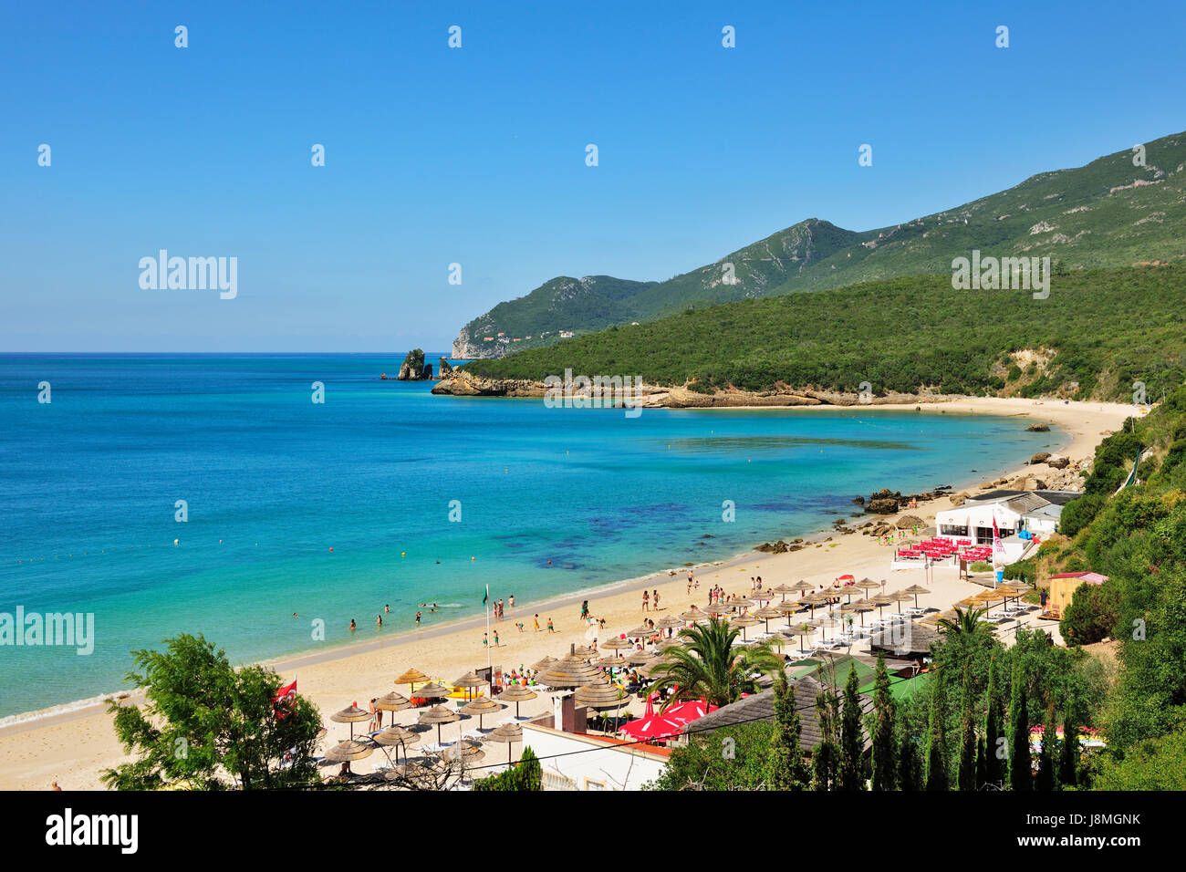 Galapos playa en el Parque Natural de Arrábida, Setubal. Portugal Foto de stock