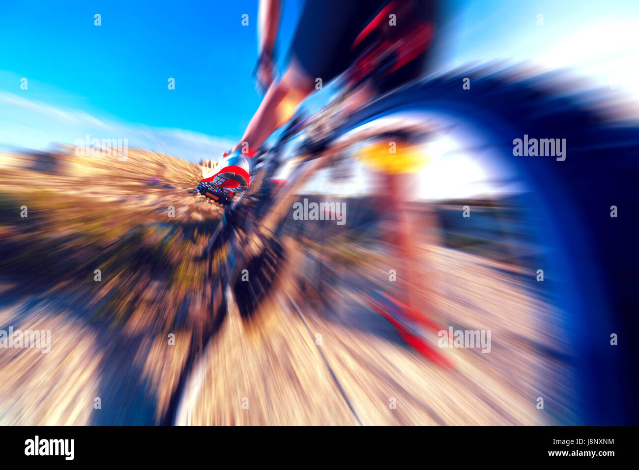 Deporte extremo.Bicicleta y concepto de velocidad. Detalle de rueda Foto de stock