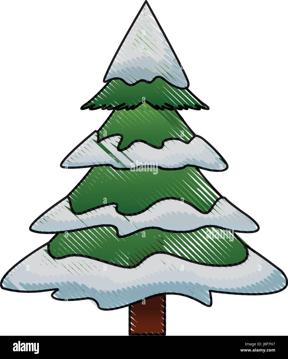 Árbol de navidad ornamento de pino icono dibujos animados Imagen Vector de  stock - Alamy