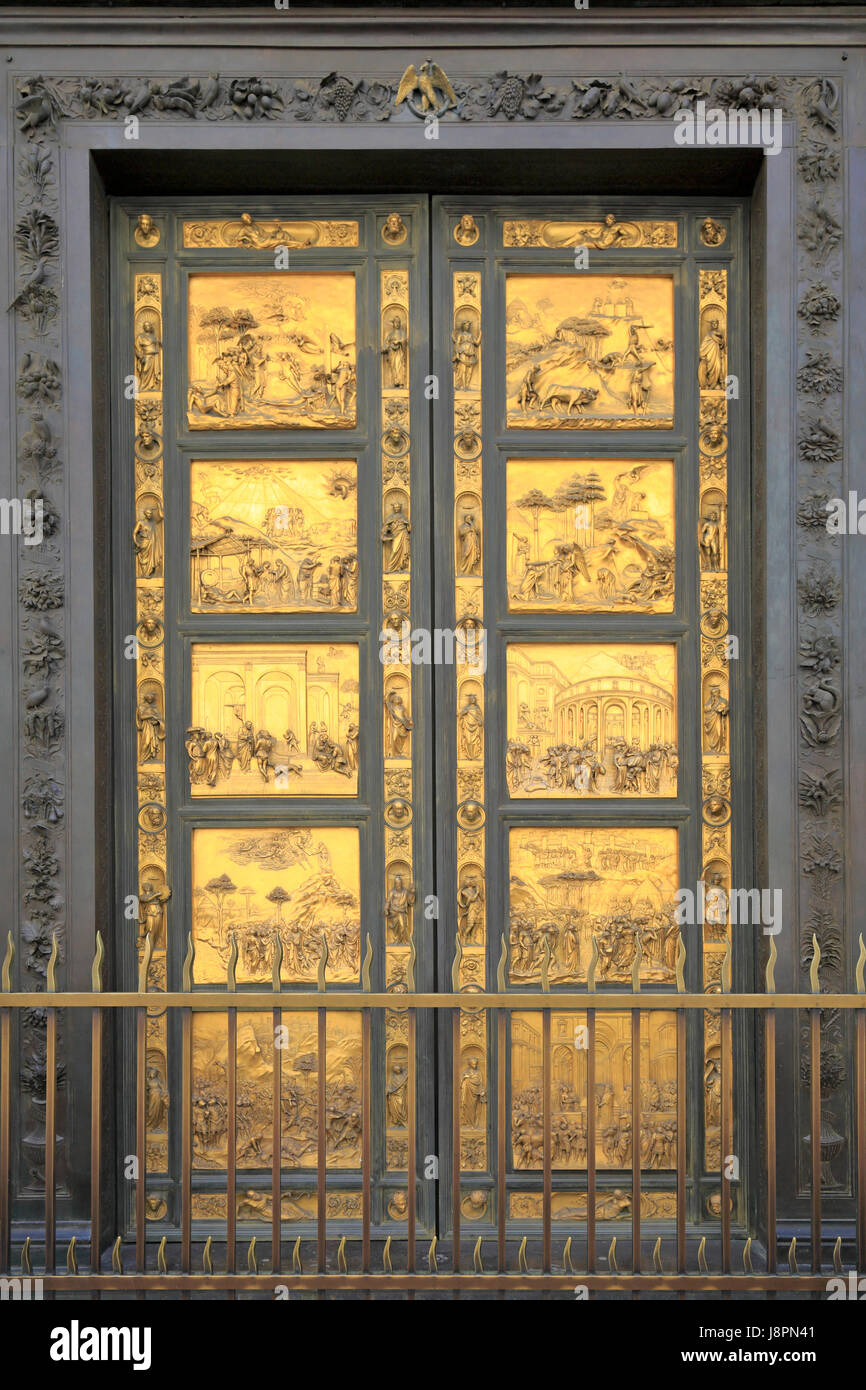 Lorenzo Ghiberti puerta oriental, las puertas del paraíso del Baptisterio  de Florencia o el Baptisterio de San Juan, Florencia, Toscana, Italia,  Europa Fotografía de stock - Alamy