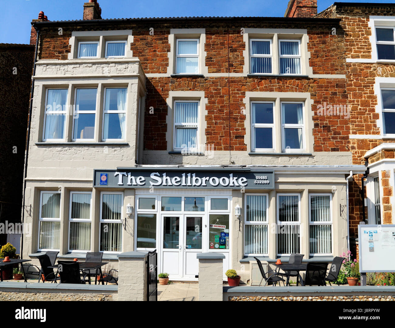 La Shellbrooke, Hunstanton, Norfolk, pequeño hotel, casa de huéspedes, mar, ciudad costera, Inglaterra Foto de stock