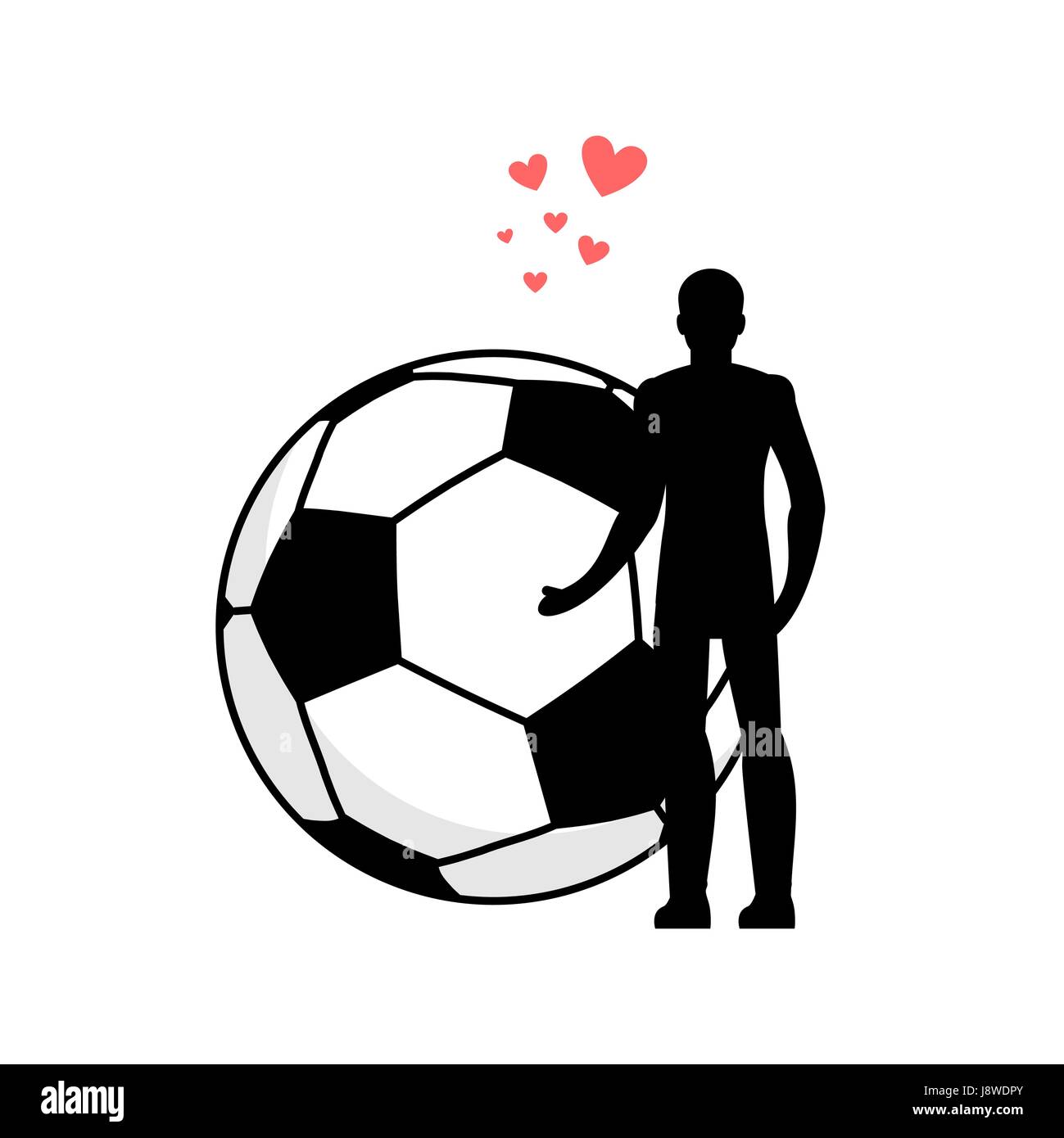 Amante del fútbol. El hombre y la pelota de fútbol. El amor juego  deportivo. Los amantes se abrazan. Fecha romántica Imagen Vector de stock -  Alamy