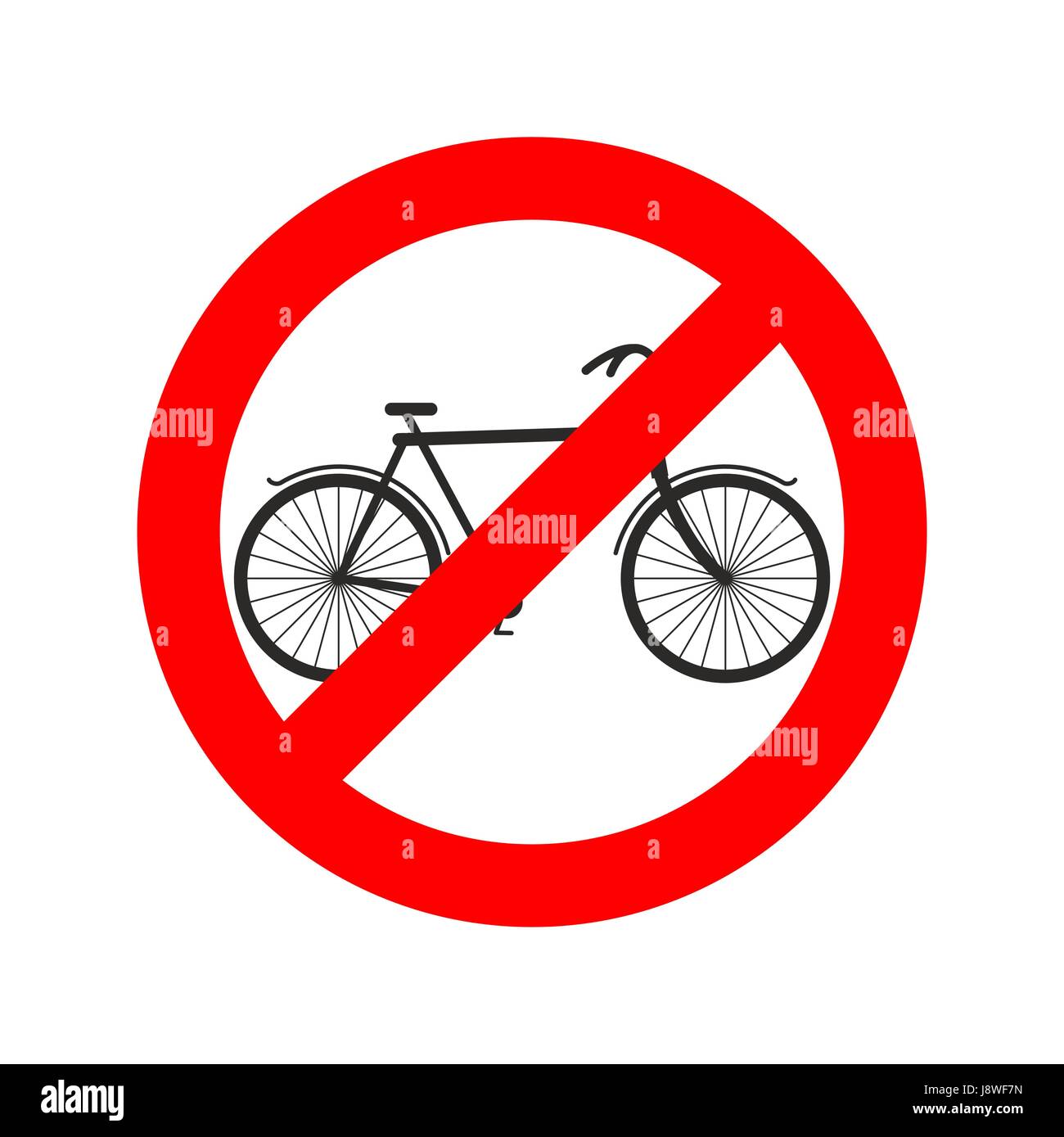 Detener ciclista. Bicicleta en anillo rojo. Señal de carretera prohibición ciclista Ilustración del Vector