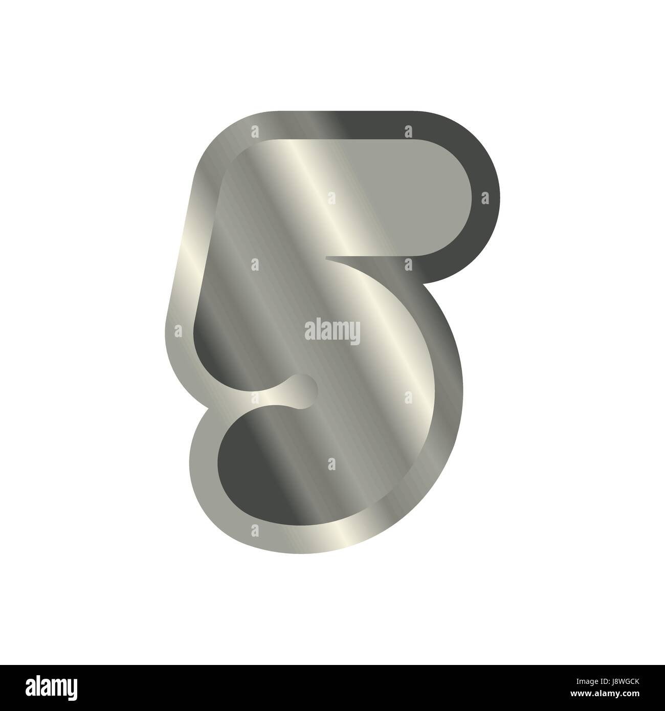 Acero número 5. Fuente de metal 5. Signo del alfabeto de plata. Plancha  símbolo ABC Imagen Vector de stock - Alamy