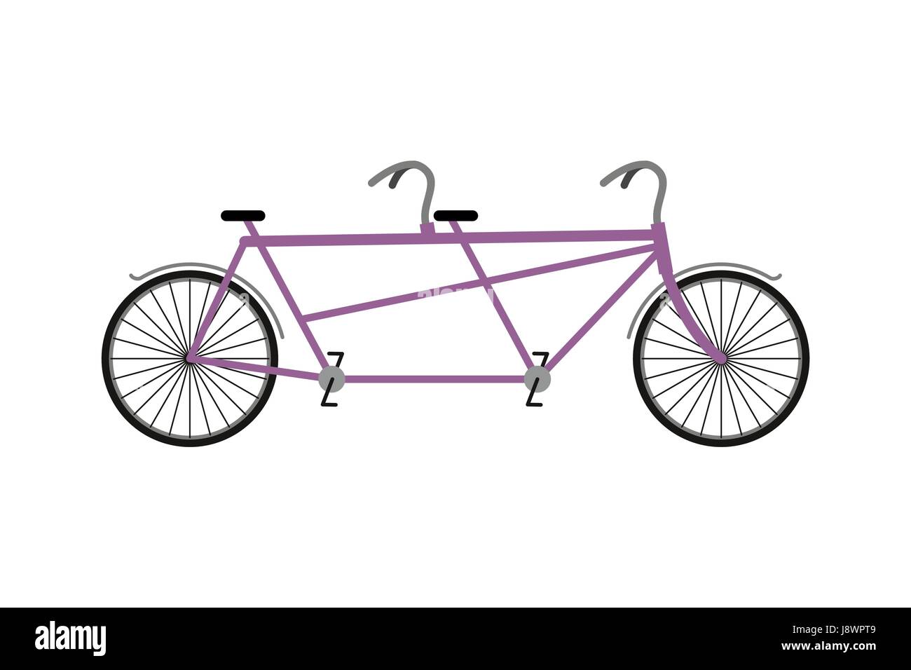 Bicicleta tándem aislado sobre fondo blanco. Bicicletas para paseos juntos.  Vehículo con ruedas para dos personas Imagen Vector de stock - Alamy