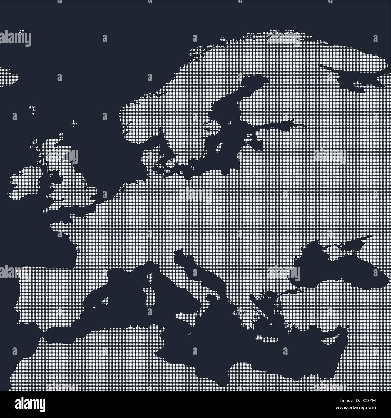 Europa mapa punteado sobre fondo negro. Ilustración vectorial. Ilustración del Vector