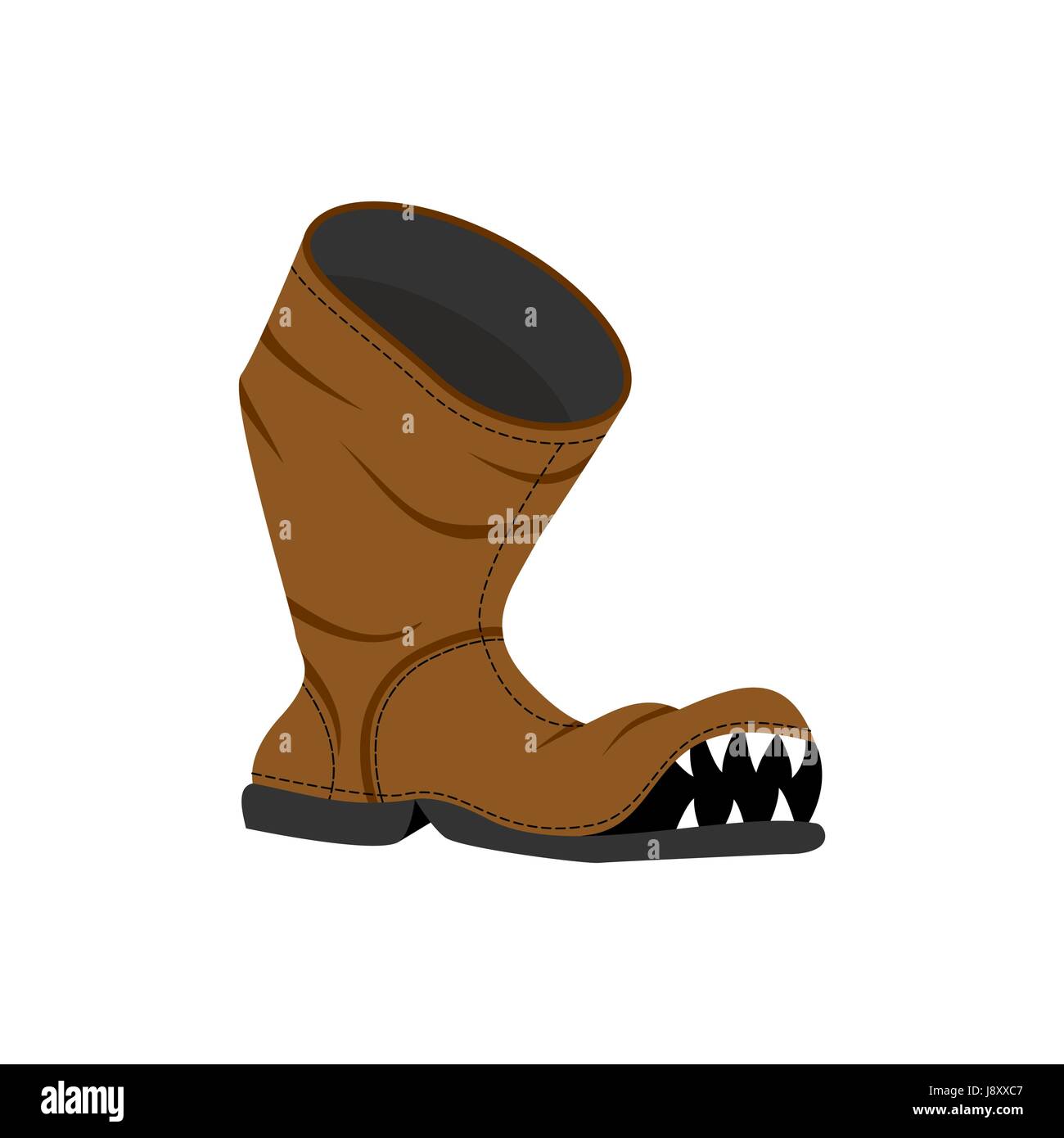 Los zapatos rotos. Monster viejas botas con dientes. Agujero en el arranque  Imagen Vector de stock - Alamy