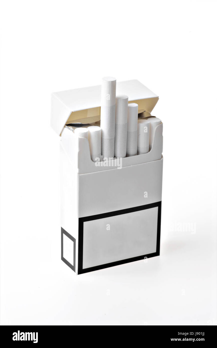 Cigarrillo, caja, cajas, fumador, olor, humo, tabaco, blanco, paquete, cigarrillos Foto de stock