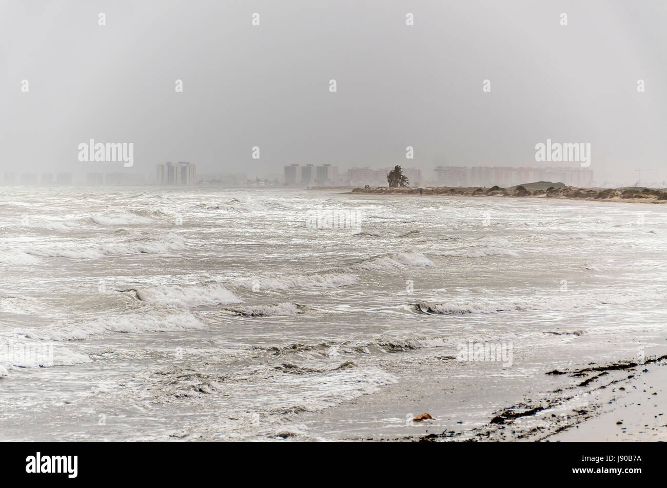 La LLana playa (en la Región de Murcia, España) en un día ventoso Foto de stock