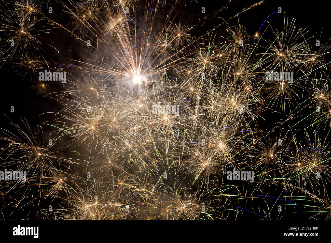 La exposición a largo plazo, Silvester, Nochevieja, Año Nuevo, cohete, saludos, Foto de stock