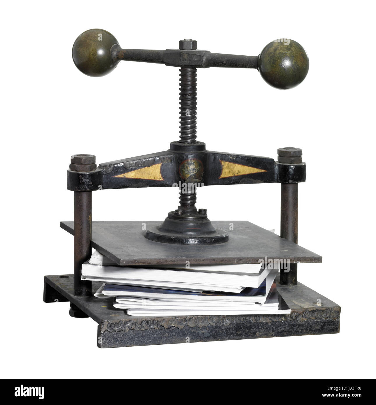 Mantener, arcaico, máquina de impresión, libro, unidad de trabajo, herramienta, históricos, historia, Foto de stock