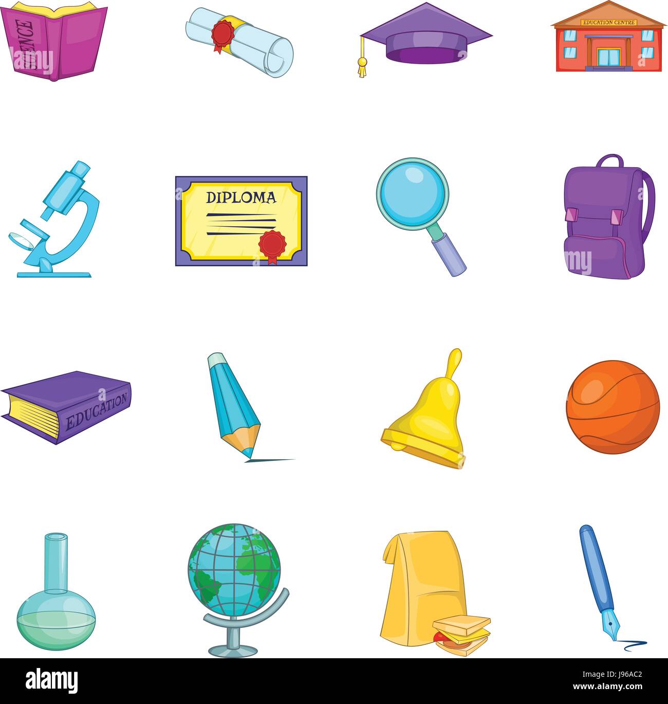 Iconos de educación, estilo de dibujos animados Imagen Vector de stock - Alamy Iconos de educación, estilo de dibujos animados Imagen Vector de stock - Alamy
