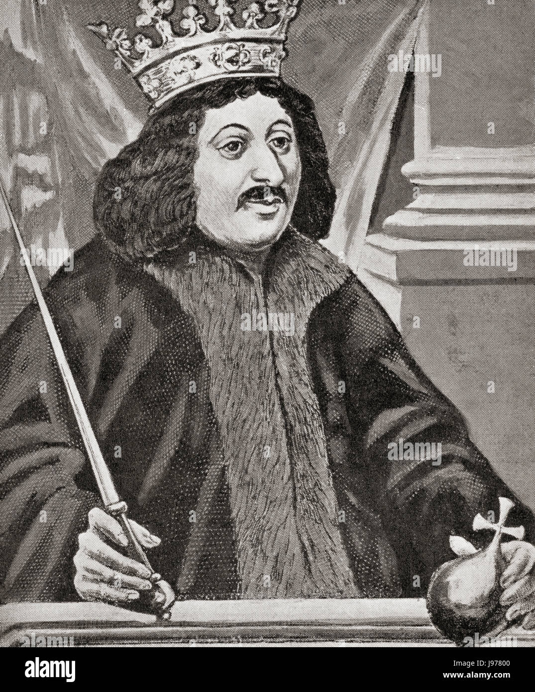 George de Kunštát y Poděbrady, 1420 - 1471), también conocido como o Poděbrad Podiebrad. Rey de Bohemia (1458-1471) y líder de los Husitas. La historia de Hutchinson de las Naciones, publicado en 1915. Foto de stock