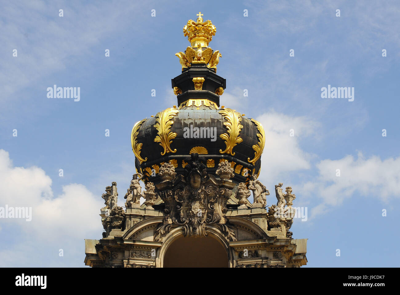 Detalle, cúpula, dorados, Dresden, kennel, corona, emblema azul, detalle, histórico Fotografía