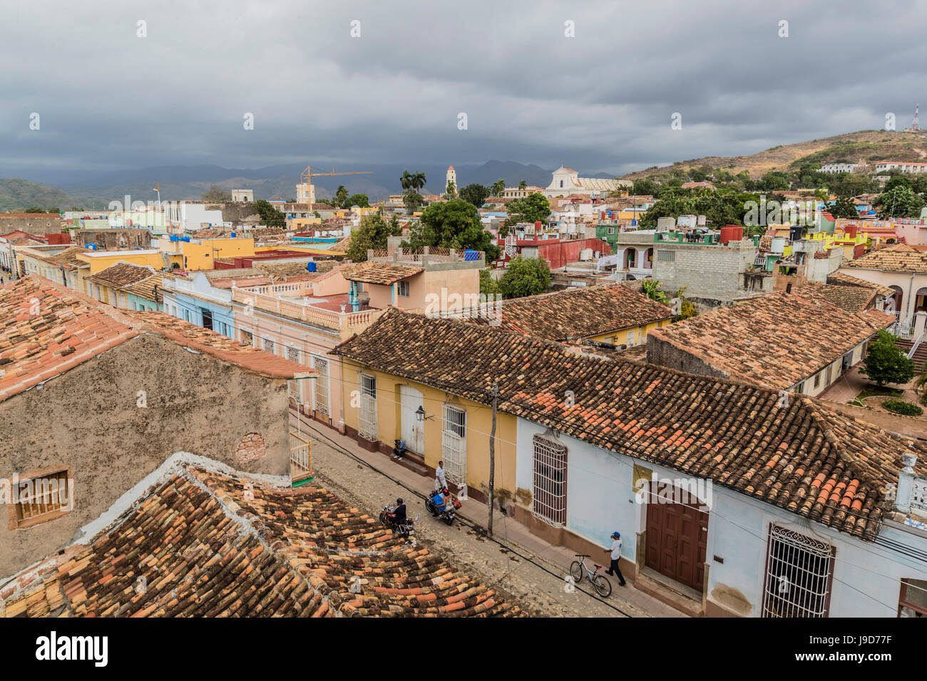 Una vista de la Plaza Mayor, Trinidad, Sitio del Patrimonio Mundial de la UNESCO, Cuba, Las Antillas, el Caribe, América Central Foto de stock