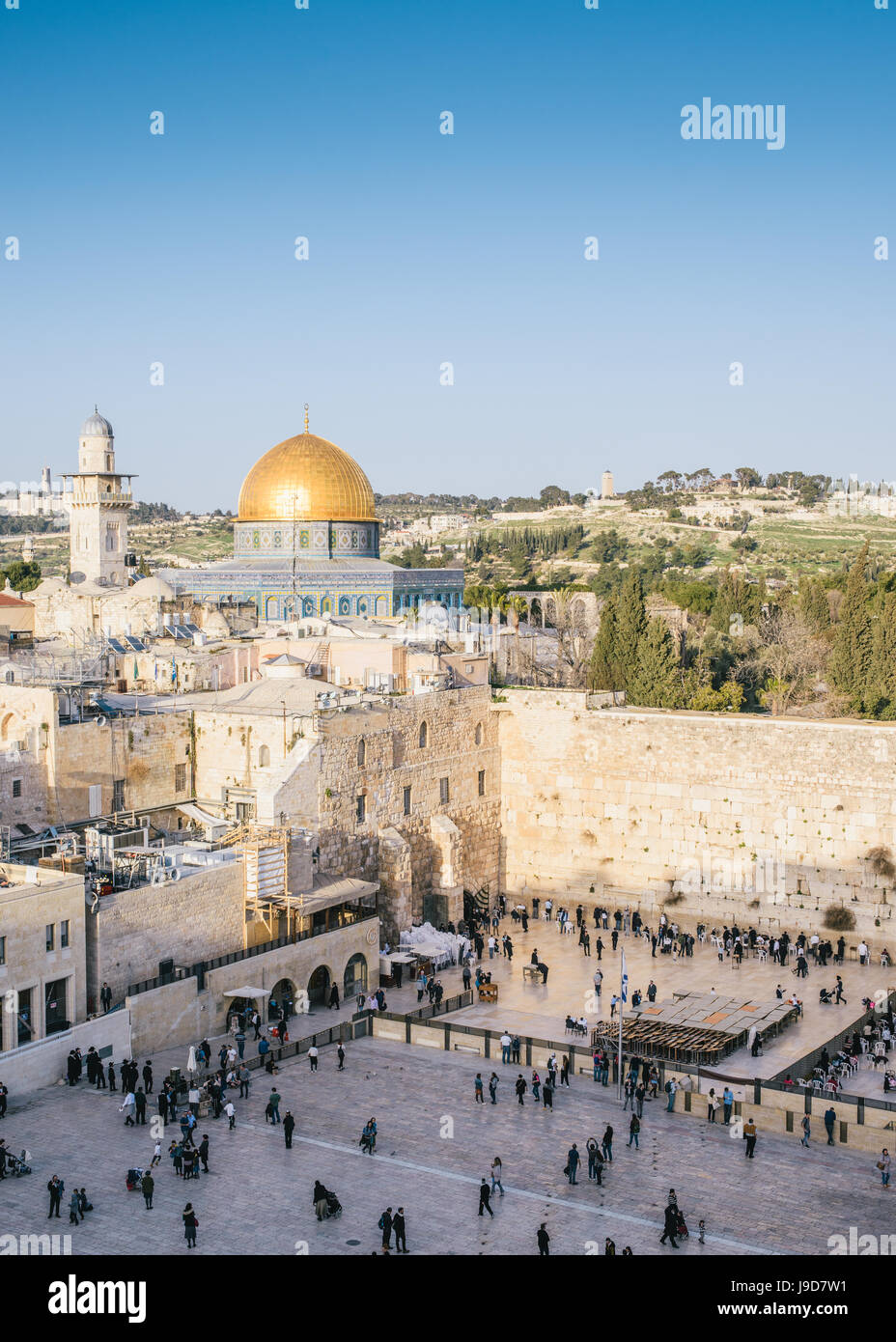 El Monte del Templo, la cúpula de la roca, redentor, Iglesia y la Ciudad Vieja de Jerusalén, Israel, Oriente Medio Foto de stock