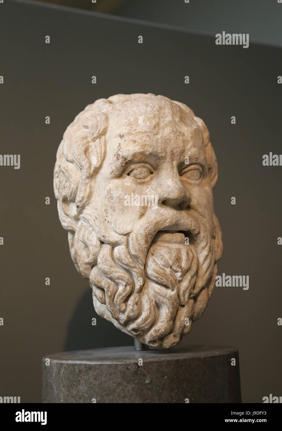 Sócrates (469-399 a.C.). Filósofo griego clásico. Copia romana del original griego, 380-360 AC. Museo Británico. Londres. Reino Unido. Foto de stock