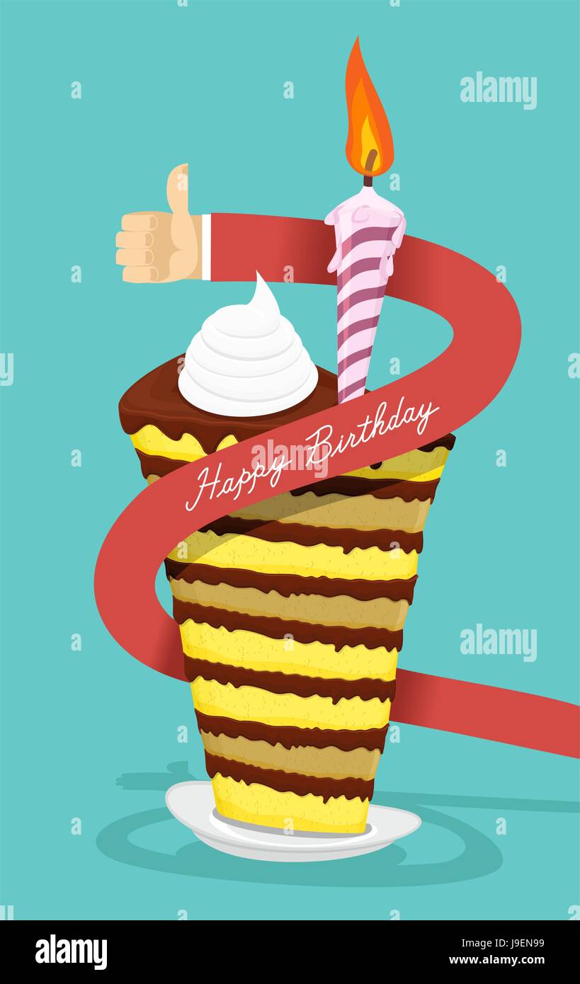 Happy Birthday cake. Saludos de un hombre. La le al pastel. Ilustración vectorial Imagen Vector de stock -