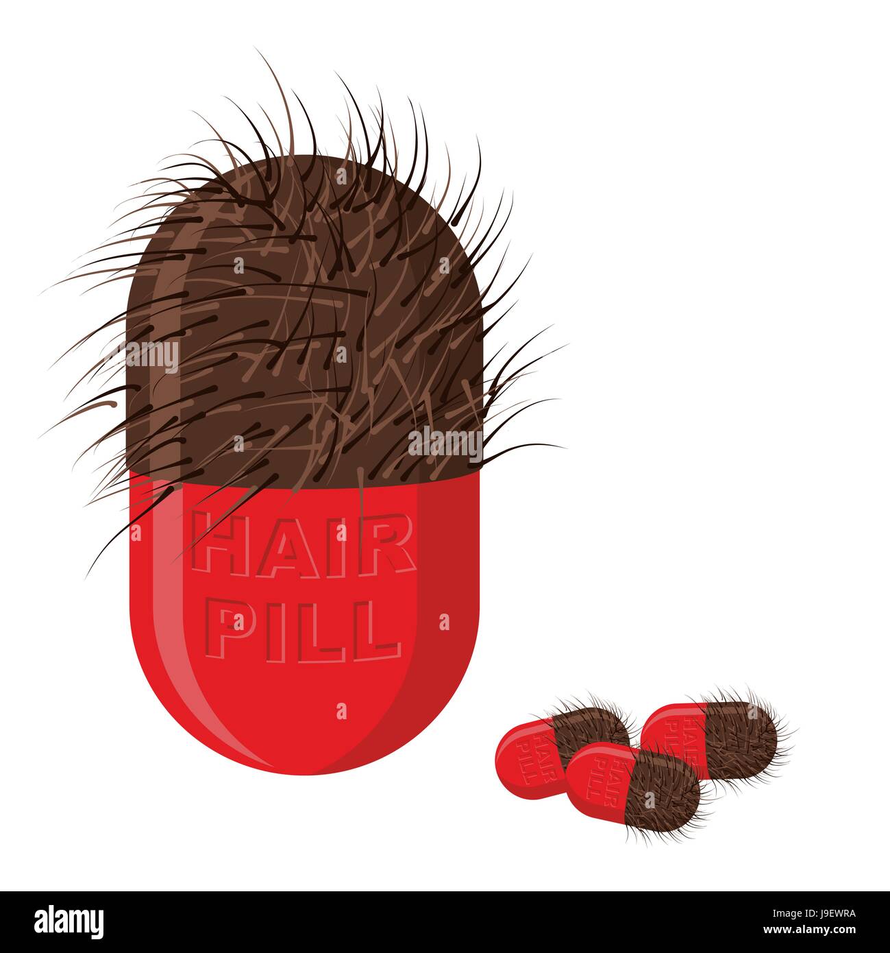 Las píldoras para el crecimiento del cabello. Tablet peluda. Ilustración  vectorial de medicamentos Imagen Vector de stock - Alamy