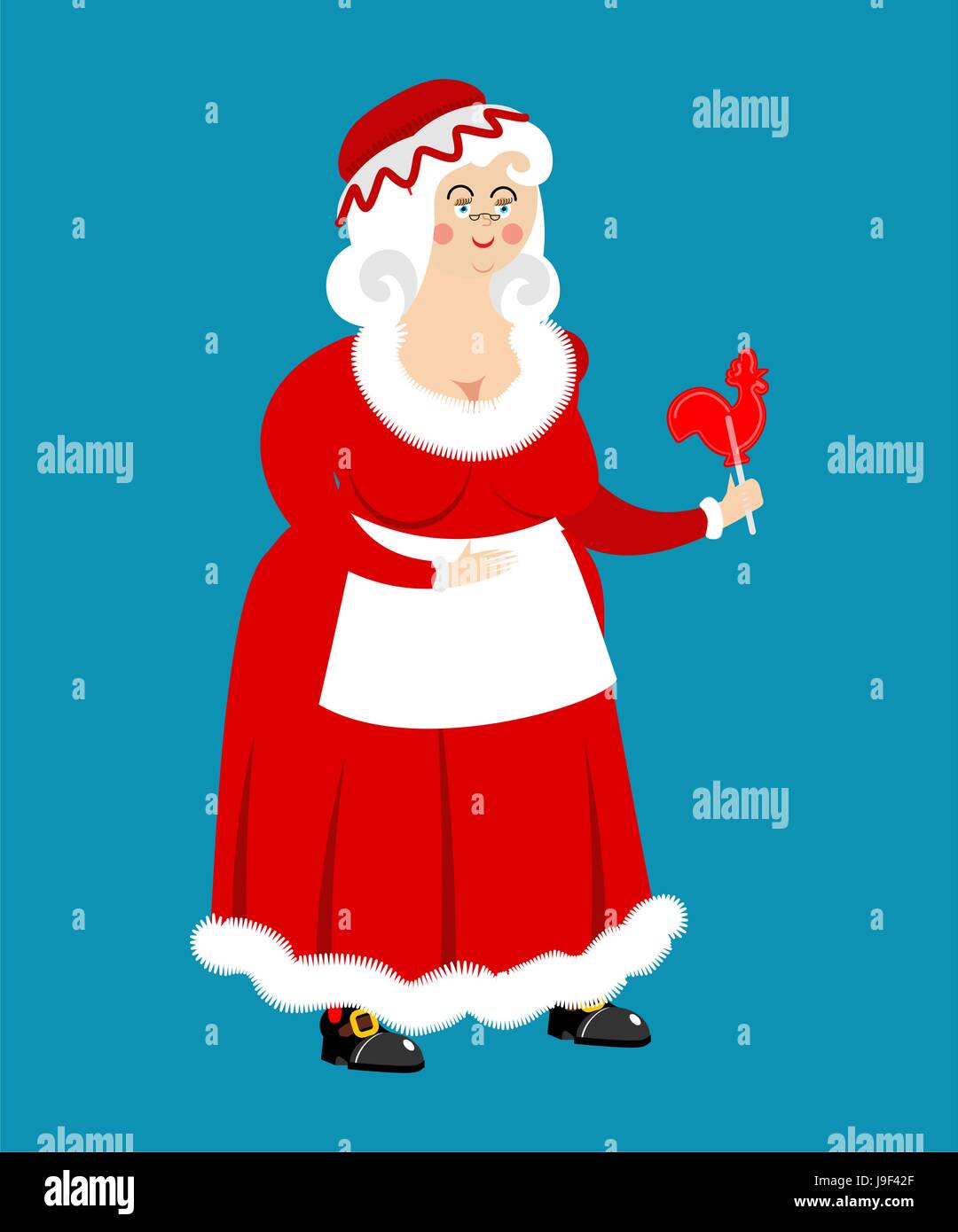 algodón apilar Consciente La señora Claus aislados. Esposa de Santa Claus. Mujer de Navidad en el  vestido rojo y blanco delantal. Xmas abuela en capot Imagen Vector de stock  - Alamy