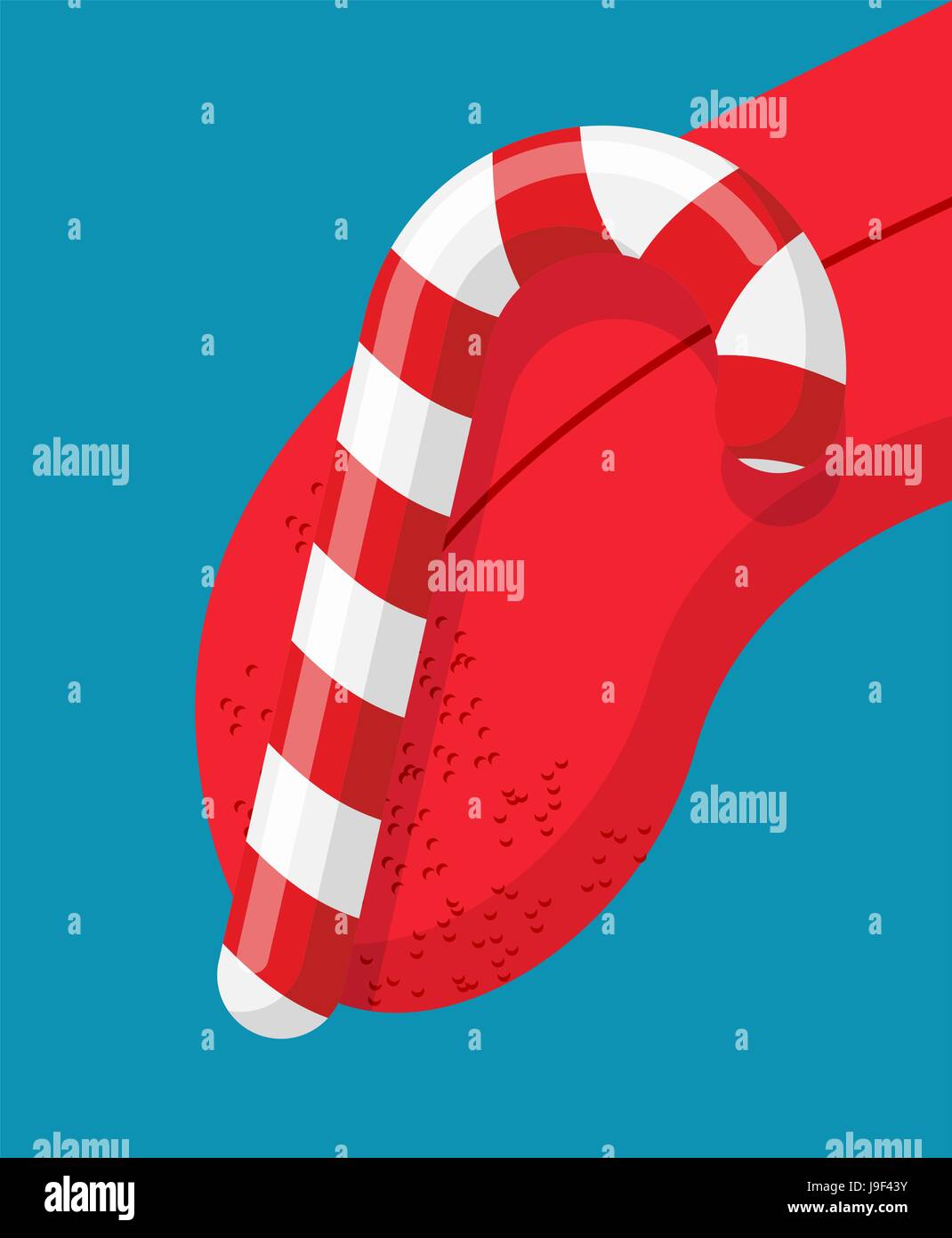 Candy Cane lamer mint stick lamiendo la lengua. Deliciosos dulces stick.  caramelo para año nuevo. Lollipop menta navidad Imagen Vector de stock -  Alamy