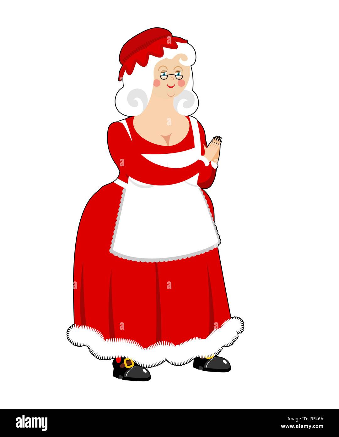 La señora Claus aislados. Esposa de Santa Claus. Mujer de Navidad en el  vestido rojo y blanco delantal. Xmas abuela en capot Imagen Vector de stock  - Alamy