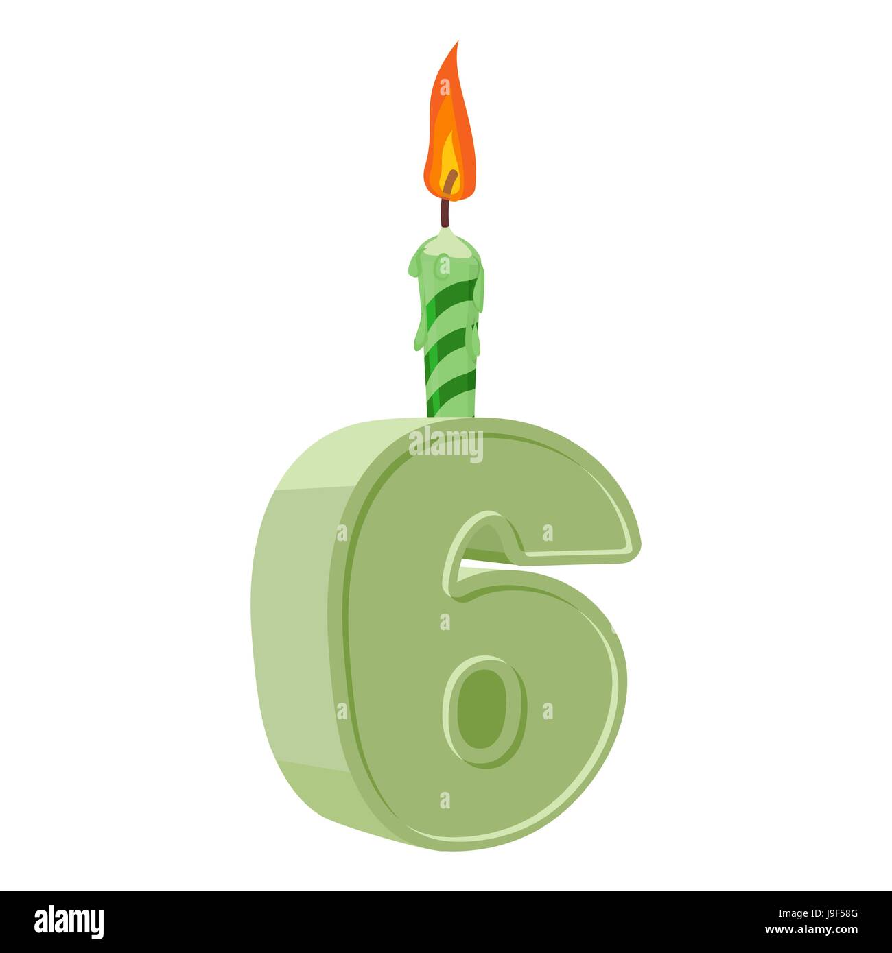 6 años de cumpleaños. Número con velas festivas para Torta Festiva. Seis  aniversario Imagen Vector de stock - Alamy