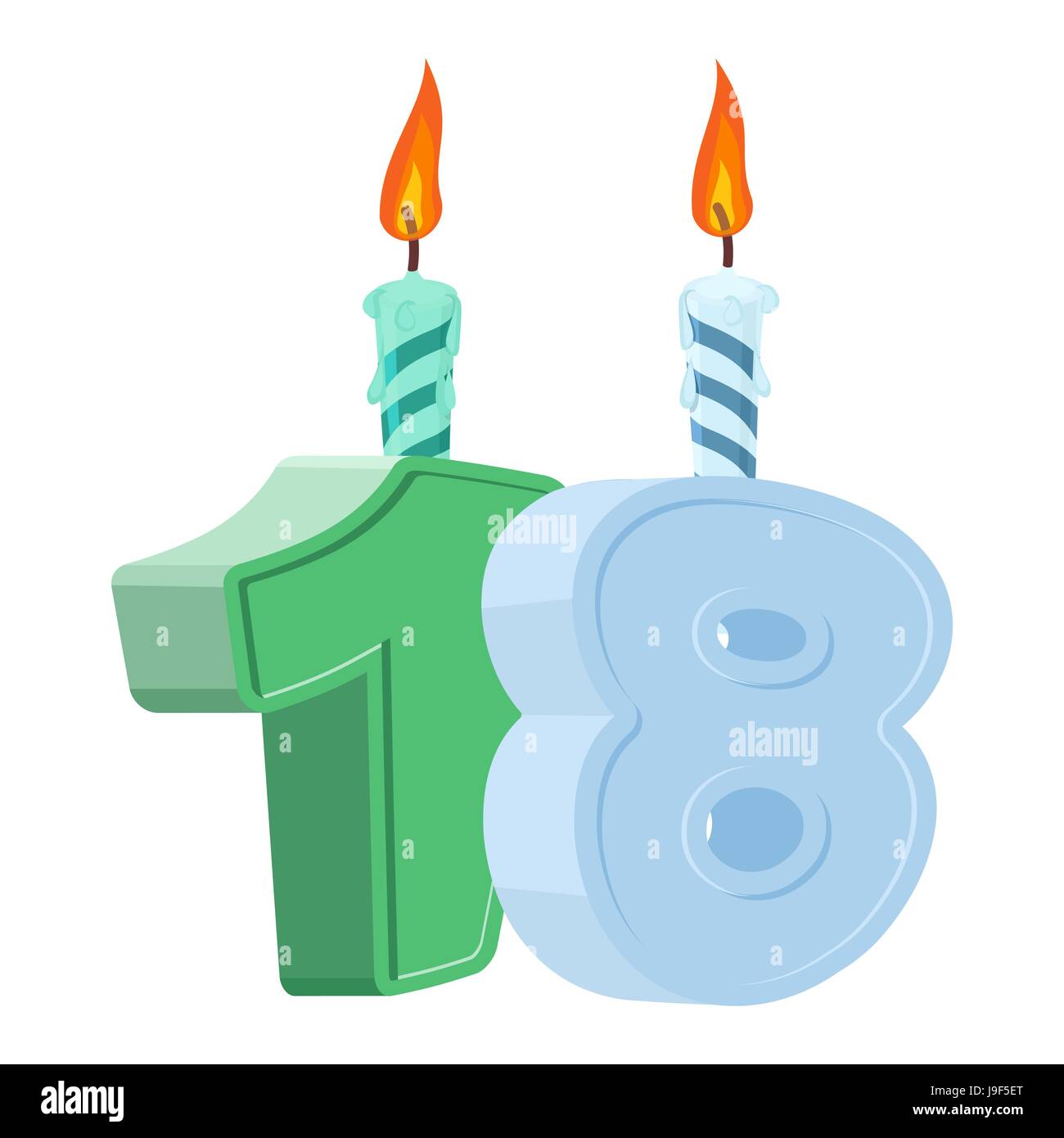 Cumpleaños de 18 años. Número con velas festivas para Torta Festiva. 18  Aniversario Imagen Vector de stock - Alamy