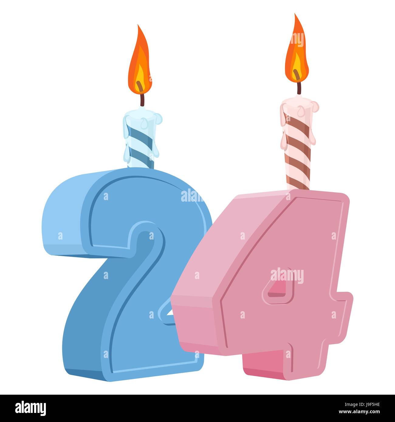 Cumpleaños de 24 años. Número con velas festivas para Torta Festiva.  Veinticuatro aniversario Imagen Vector de stock - Alamy