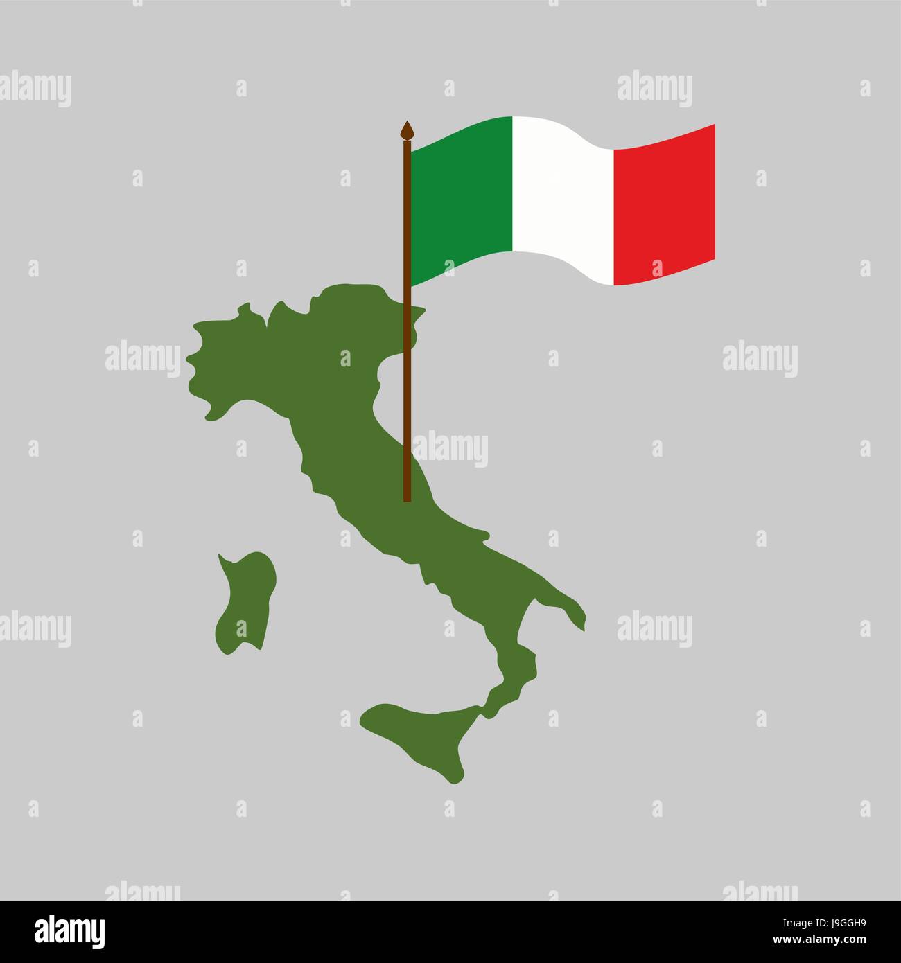 Mapa de Italia y la bandera. Geografía aislada del estado italiano Ilustración del Vector
