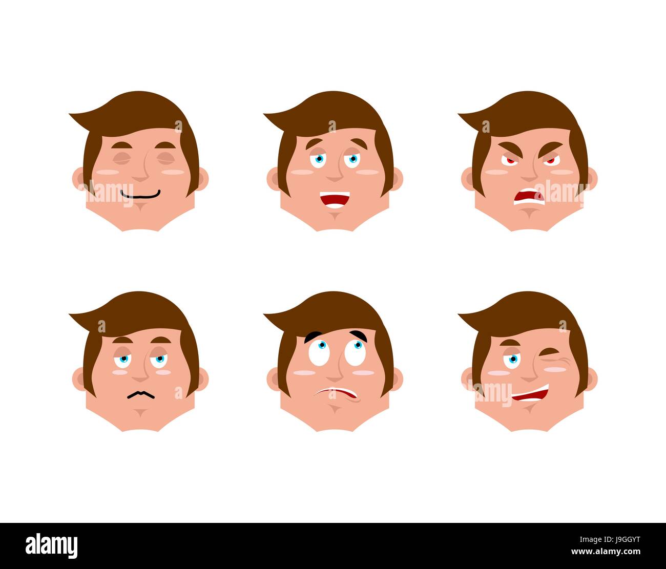 Emociones hombre fijado. Las expresiones avatar gente colección. El bien y  el mal. La sorpresa y la diversión. Triste y agresiva de manager Imagen  Vector de stock - Alamy