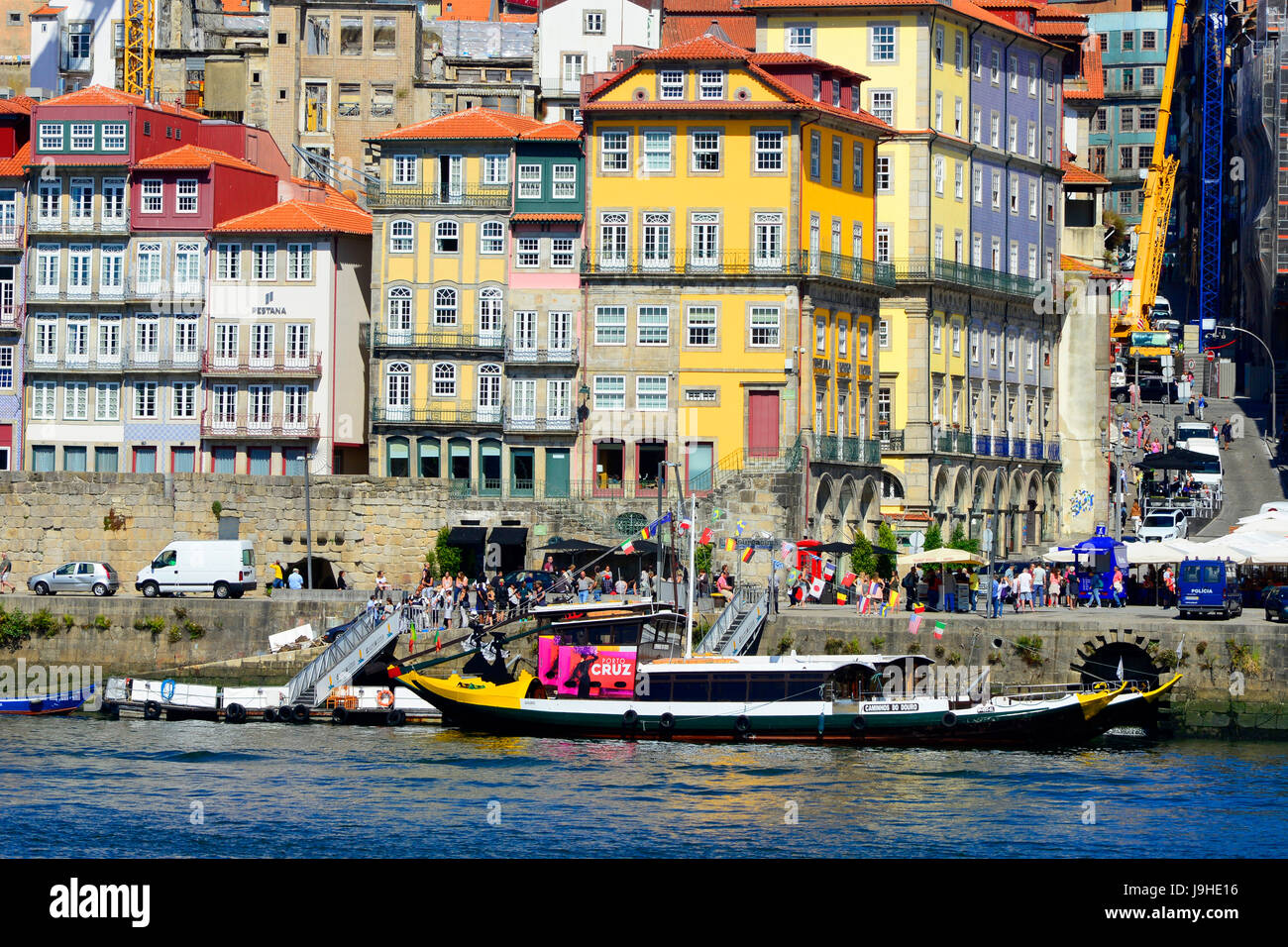 Moliceiro botes en el río Duero Porto Portugal Foto de stock