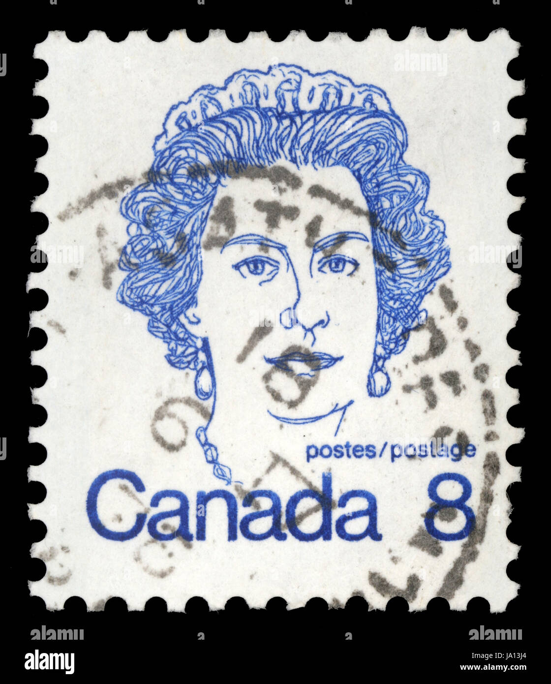 Canadá - circa 1972: un sello impreso en Canadá muestra a la Reina Elizabeth II, circa 1972 Foto de stock