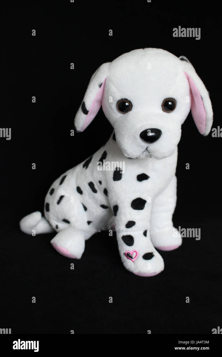 Un juguete del perro dálmata con manchas negras para decoración Fotografía  de stock - Alamy