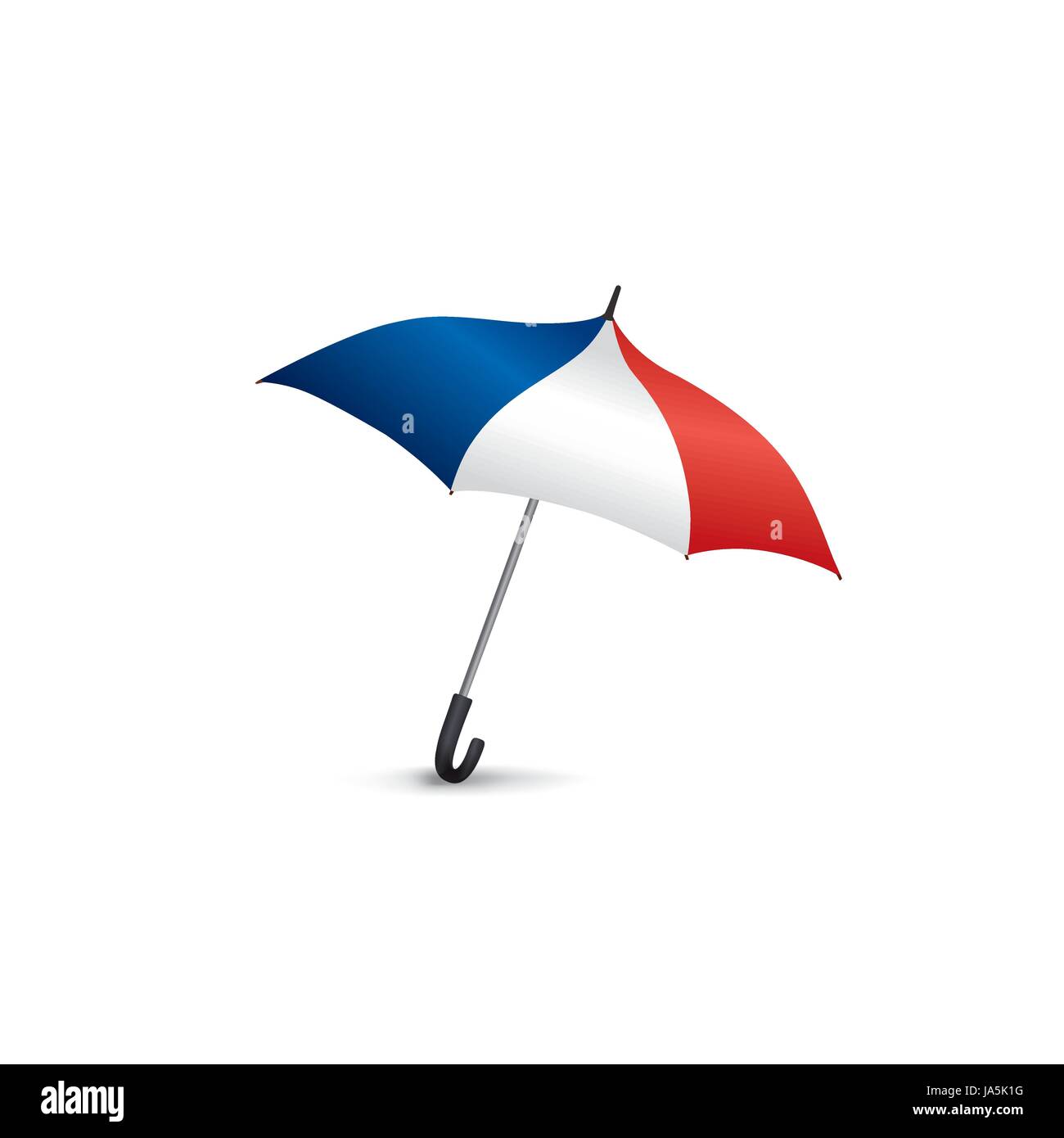 Pabellón francés paraguas de color. Viajes Francia signo aislado de accesorios de moda francesa. Ilustración del Vector