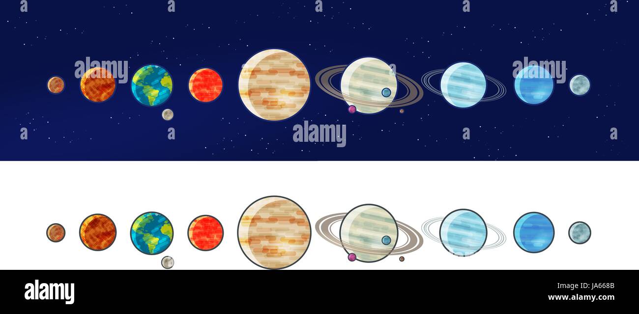 Planetas del sistema solar. Espacio, universo, galaxia concepto. Ilustración vectorial Ilustración del Vector