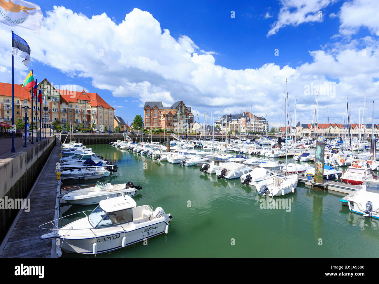 Francia, Calvados, Dives Sur Mer, Port Guillaume (Guillermo puerto). Foto de stock