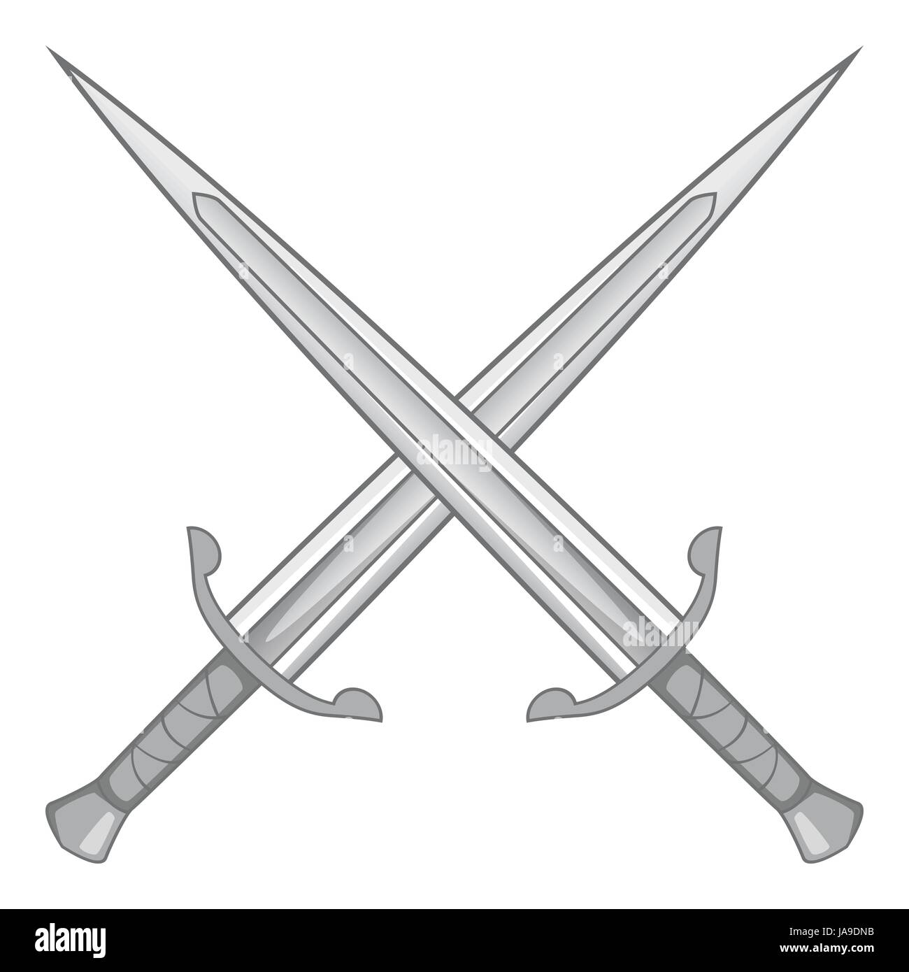 Icono de dos espadas cruzadas, Gris monocromo Imagen Vector de stock - Alamy