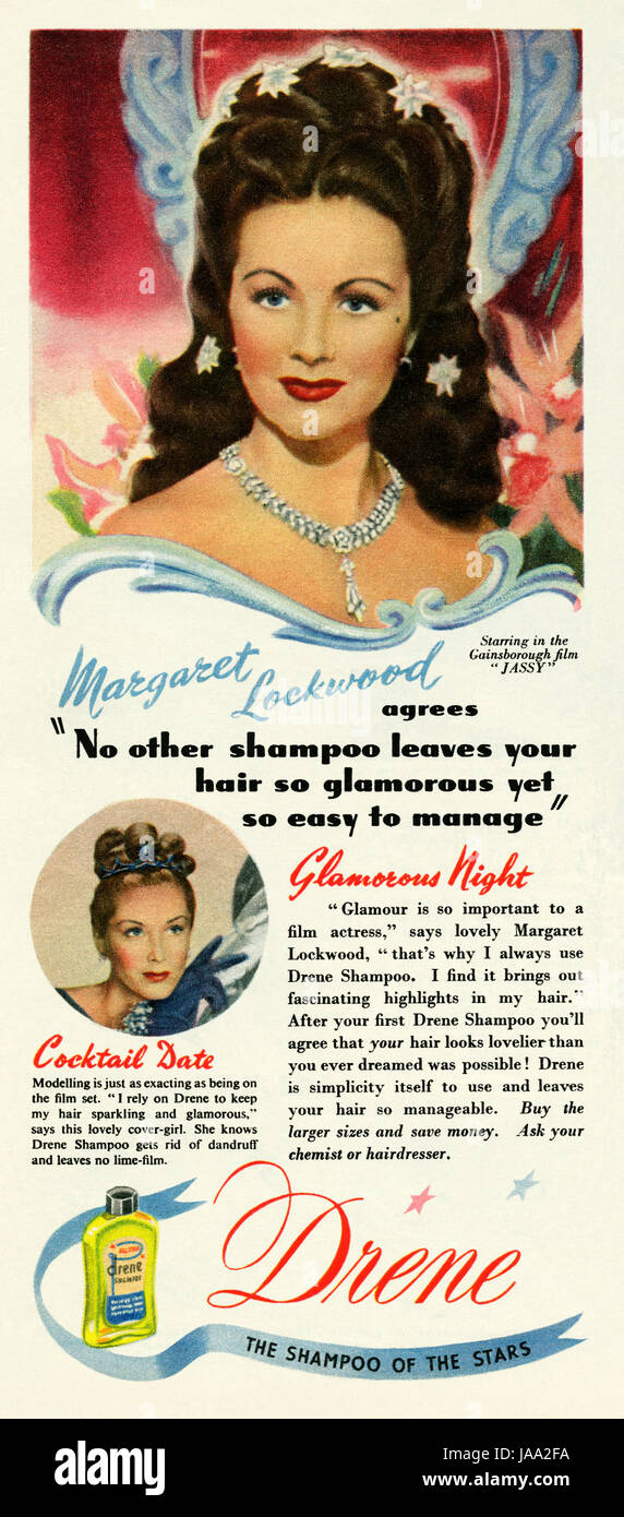 Un anuncio de champú - Drene apareció en una revista publicada en el Reino  Unido en 1947 Fotografía de stock - Alamy
