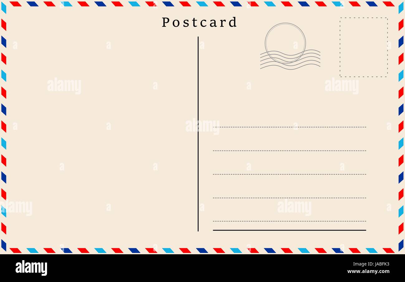 Viajes vector postal en el correo aéreo estilo con textura de papel y sellos de caucho . Ilustración del Vector