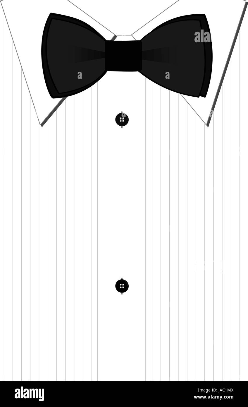 Pajarita negra y una camisa blanca clásica Imagen Vector de stock - Alamy