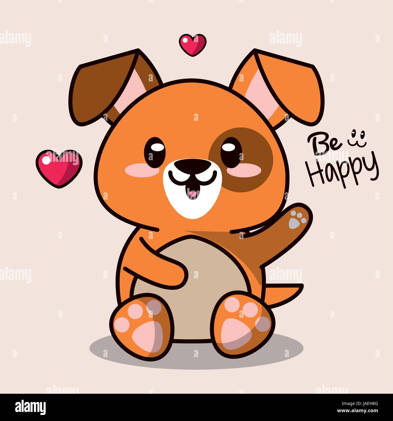 Con fondo de color lindo perro animales kawaii expresión de saludo Imagen  Vector de stock - Alamy